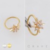 CELESTIAL MULTI CZ STARBURST POLISH 316L SURGICAL STEEL L-SHAPE NOSE HOOP